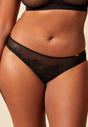 General view of a women model wearing Gossard black microfibre Brief