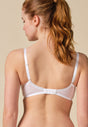 General view of a women model wearing Gossard white microfibre Sheer Bra