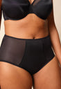 General view of a women model wearing Gossard black microfibre Deep Brief