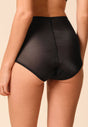 Back view of a women model wearing Gossard black microfibre Deep Brief