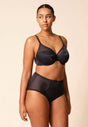 General view of a women model wearing Gossard black microfibre Deep Brief