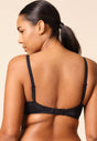 Back view of a women model wearing Gossard black microfibre Sheer Bra