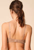 General view of a women model wearing Gossard beige microfibre Sheer Bra