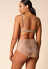 General view of a women model wearing Gossard beige microfibre Sheer Bra