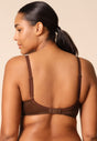 General view of a women model wearing Gossard rich brown microfibre Sheer Bra