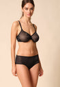 General view of a women model wearing Gossard black microfibre Short