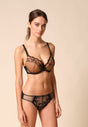 General view of a women model wearing Gossard black microfibre Brief