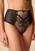 Front view of a women model wearing Gossard black microfibre Deep Brief
