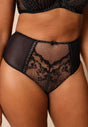 General view of a women model wearing Gossard black microfibre Deep Brief