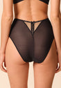 Back view of a women model wearing Gossard black microfibre Deep Brief