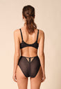 General view of a women model wearing Gossard black microfibre Deep Brief
