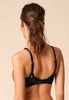 Back view of a women model wearing Gossard black microfibre High Apex Padded Plunge Bra