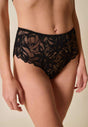 Front view of a women model wearing Gossard black microfibre Deep Brief