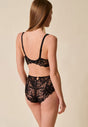 General view of a women model wearing Gossard black microfibre Deep Brief