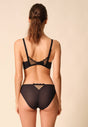 General view of a women model wearing Gossard black microfibre Full Cup Non Padded Bra