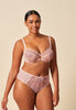 Full-body view of a women model wearing Gossard blush microfibre Full Cup Non Padded Bra