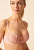 Front view of a women model wearing Gossard blush microfibre Non Padded Balconette Bra