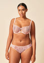 General view of a women model wearing Gossard blush microfibre Non Padded Balconette Bra