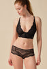 Full-body view of a women model wearing Gossard black microfibre Short