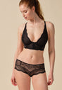 Full-body view of a women model wearing Gossard black microfibre Short