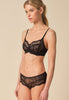 General view of a women model wearing Gossard black microfibre Short