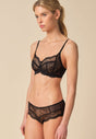 General view of a women model wearing Gossard black microfibre Short