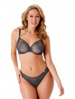 Glossies Lace Sheer Moulded Bra - Charcoal