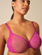 Glossies Lace Sheer Moulded Bra - Vivid Fuchsia