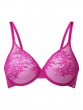 Glossies Lace Sheer Moulded Bra - Vivid Fuchsia