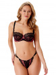 VIP Confession Strappy Thong - Black/Burgundy