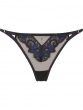 VIP Rapture High Leg Thong in Black with exclusive guipure embroidery and lurex finish. Gossard lingerie, front thong cut out
