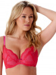 Superboost Lace Padded Plunge Bra - Rose Red