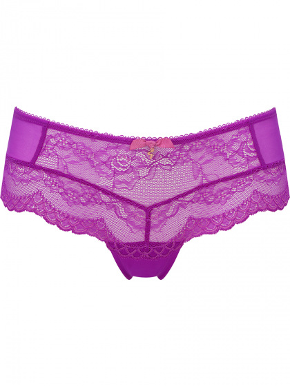 Superboost Lace Short -Orchid. Fine mesh back & sides for added comfort. Gossard lace lingerie, front short cut out
