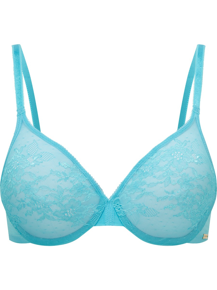 Glossies Lace Moulded Bra - Turquoise, Sheer Bras