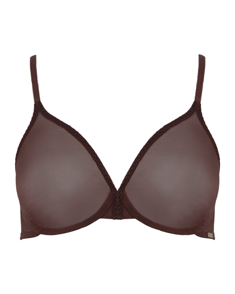 Glossies Sheer Moulded Bra - Rich Brown