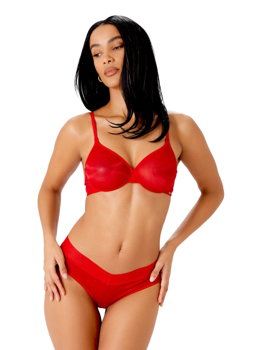 Glossies Moulded Bra Salsa Red, Sheer Bras, Gossard