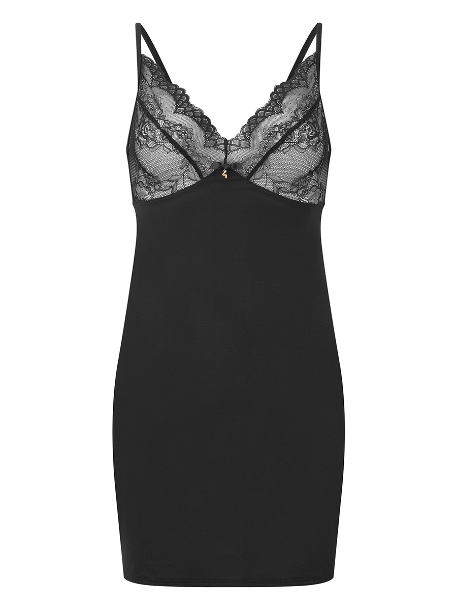 Black lace slip top