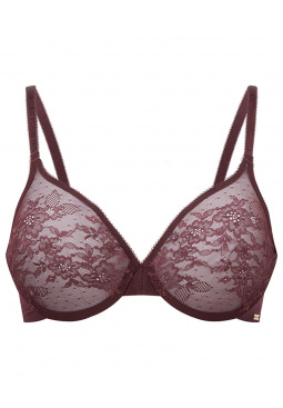 Glossies Lace Sheer Moulded Bra - Fig