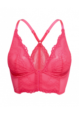 Superboost Lace Deep V Bralet - Diva Pink. Non padded underwired bralette. Gossard luxury lingerie, front product cut out
