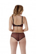 Glossies Sheer Moulded Bra -Black/Red. Sheer bra cup, almost see through lingerie. Gossard lingerie, DD+ bra back model
