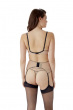 VIP Henna Thong-Black/Nude. Thong with intricate embroidery emulating a Henna tattoo, Gossard lingerie, thong back model
