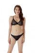 Glossies Lotus Brief-Black. Sheer brief with vintage style lace, Gossard luxury lingerie, brief front model
