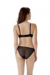 Glossies Lotus Brief-Black. Sheer brief with vintage style lace, Gossard luxury lingerie, brief back model
