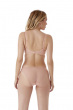 Glossies Lotus Brief-Cafe Creme. Sheer brief with vintage style lace, Gossard luxury lingerie, DD+ brief back model
