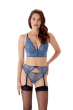 Superboost Lace Suspender - Moonlight Blue. Gossard lace lingerie collection, complete lingerie set, model front image
