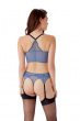 Superboost Lace Suspender - Moonlight Blue. Gossard lace lingerie collection, complete lingerie set, model back image
