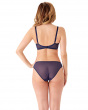 Glossies Lace Sheer Moulded Bra - Eclipse. Moulded lace sheer bra, Gossard luxury lingerie, DD+ bra back model
