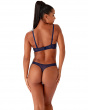 Glossies Lace Thong - Eclipse. Sheer mesh thong with delicate floral lace , Gossard luxury lingerie, thong back model
