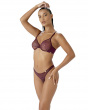 Glossies Lace Thong  - Fig. Sheer mesh thong with delicate floral lace, Gossard luxury lingerie, thong side model

