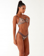 Glossies Snake Tanga Thong - Snake Print. Sheer thong, almost see-through, lingerie. Gossard lingerie, thong side model
